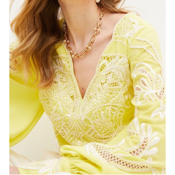 SOLD - Karen Millen - yellow laser cut beaded blouse - Picture 2 of 6